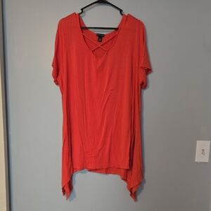 New Directions Coral Asymmetrical Tunic
